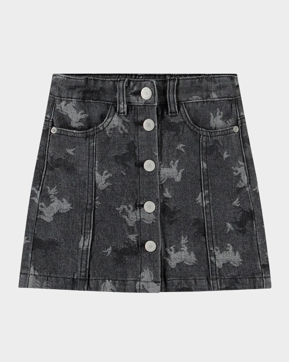 Girl's Bera Printed Denim Mini Skirt, Size 7-14